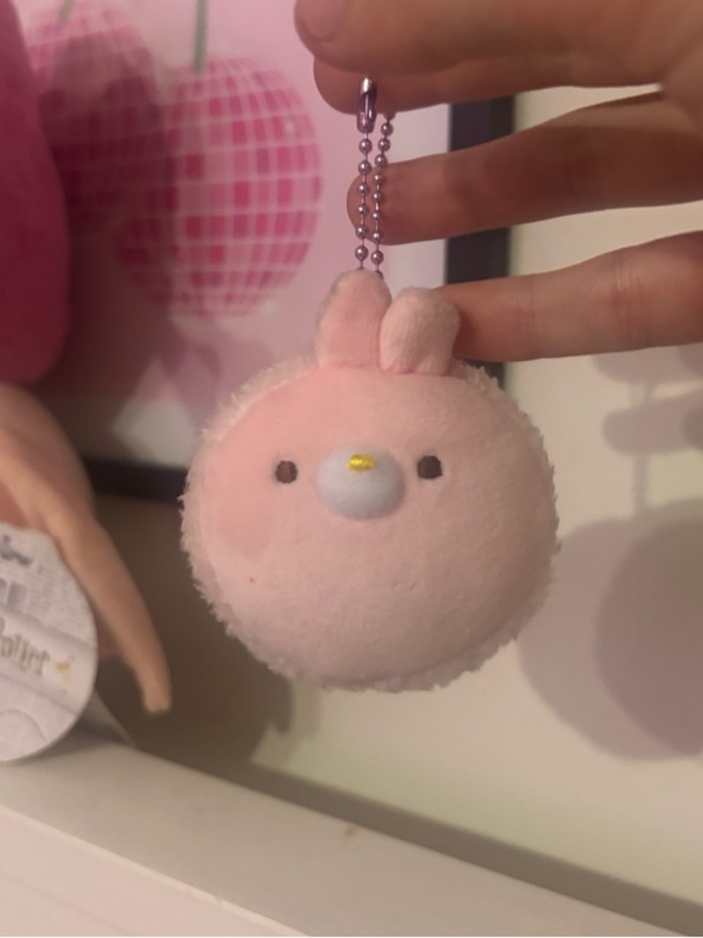 Plush Macaroon Pink Bunny Keychain